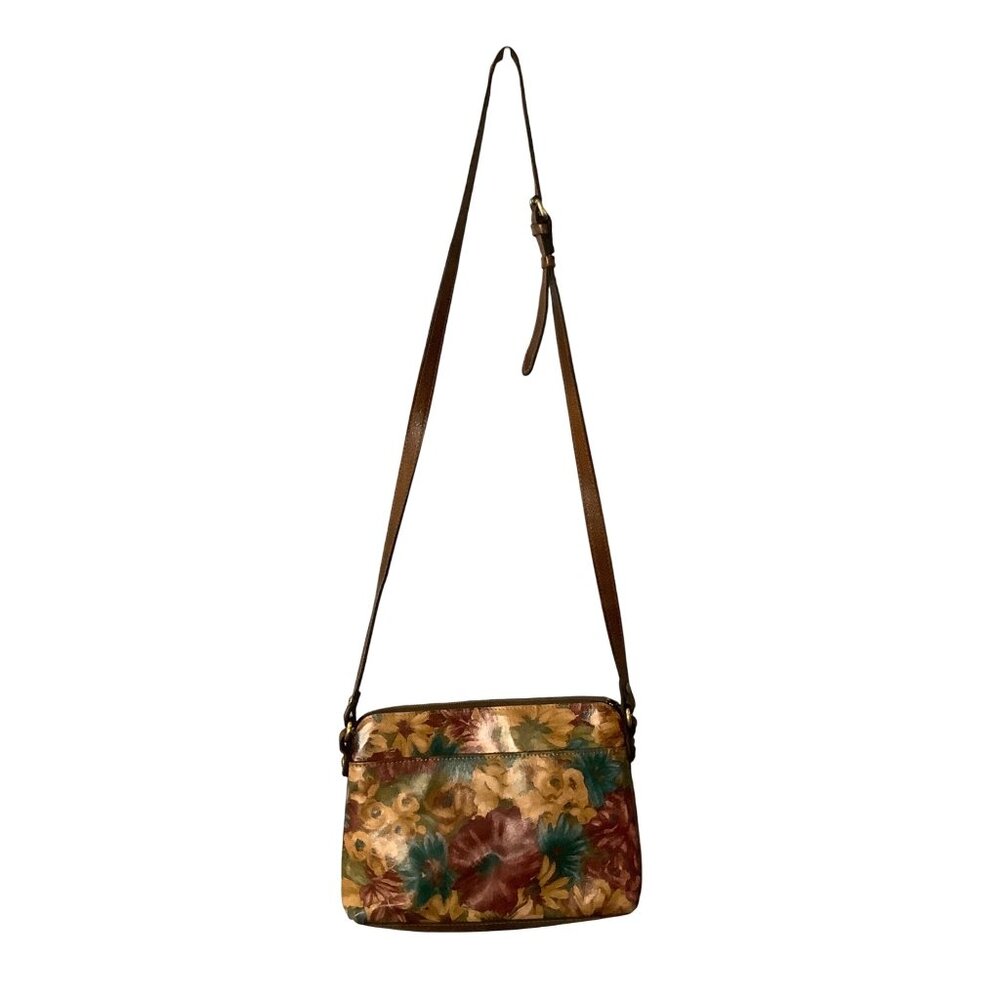 Patricia Nash Avellino Fresco Bouquet Leather Crossbody Bag Floral Adjustable